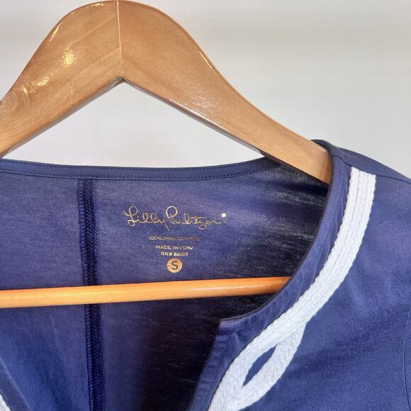 Lilly Pulitzer Navy Blue Brewster Dress Embordered Nautical Womens Size Small - Picture 4 of 8